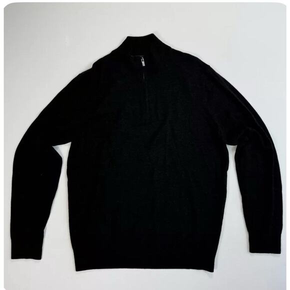 Marconi Mens 1/4 Zip 100% Merino Wool Sweater Mock Neck Size XXL Black - Picture 1 of 8